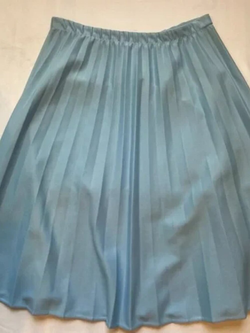 Vintage 60s 70s Pleated Skirt Blue Secretary Classic Housewife USA made size M